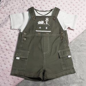 2PC Set - Overalls & Short Sleeved T-Shirt